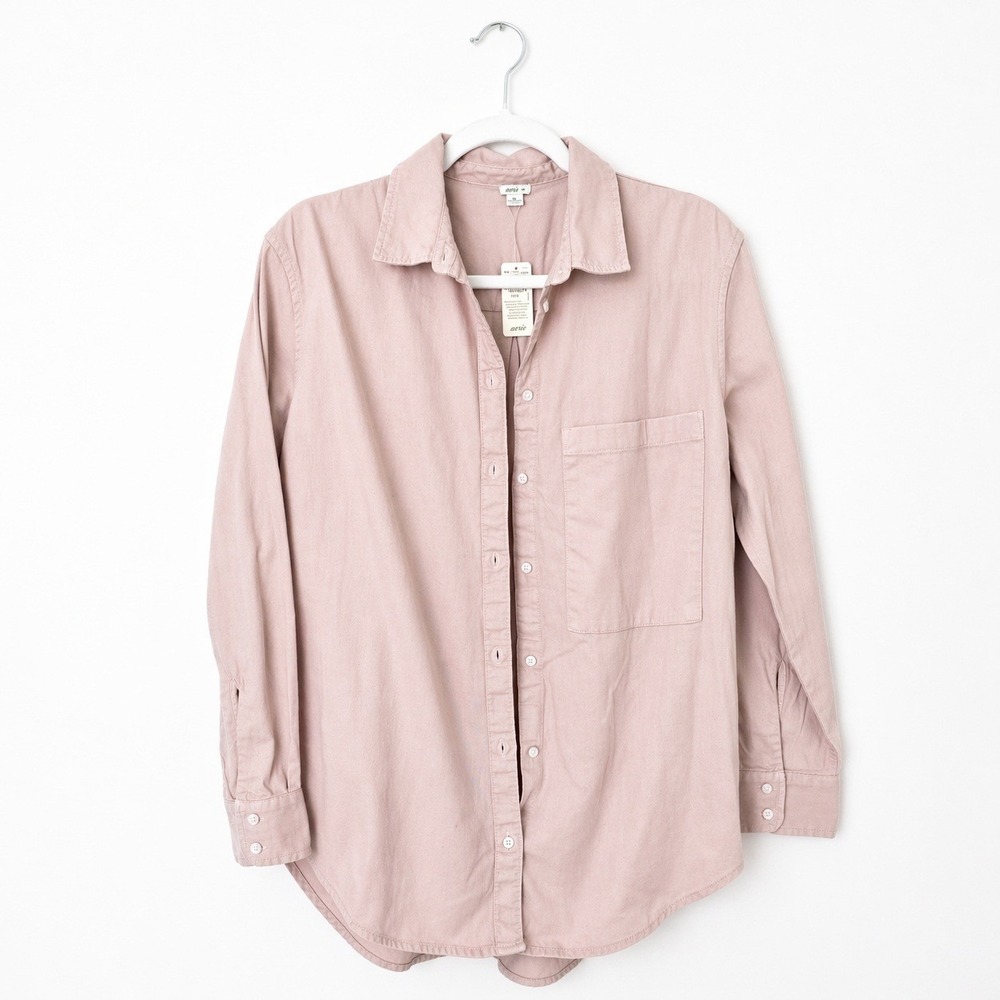 Aerie Button Down Shirt Women Medium Pink NWT Long Sleeve‎ Cotton Relaxed Fit